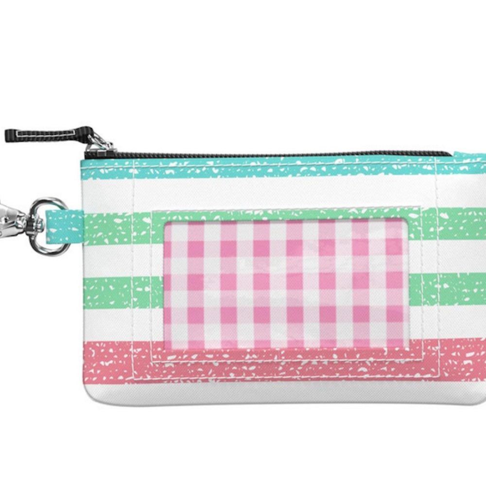 Scout Striped Wallet in Mint, White, and Pink - Picture 3 of 7